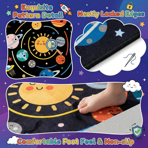 Decor,3'5' Space Rugs for Kids Bedroom,Outer Space Rug for Boys Room with Solar System,Planets Theme Area Carpet
