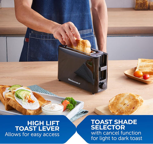 Elite Gourmet ECT118B Cool Touch Single Slice Toaster, 6 Toasting Levels & Wide Slot for Bagels, Black
