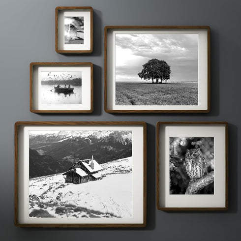 4x6 4 6 3.5x5, FLYJOE Picture Frame, Natural Solid Walnut Wood Photo Collage Frame with HD Tempered Glass, Modern