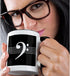 3dRose Black Bass Clef F-Clef on Musical Staves, Two Tone Black Mug, 11oz Musician Gift
