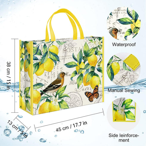 NymphFable 5-Pack Washable Reusable Grocery Bags with Fun Designs