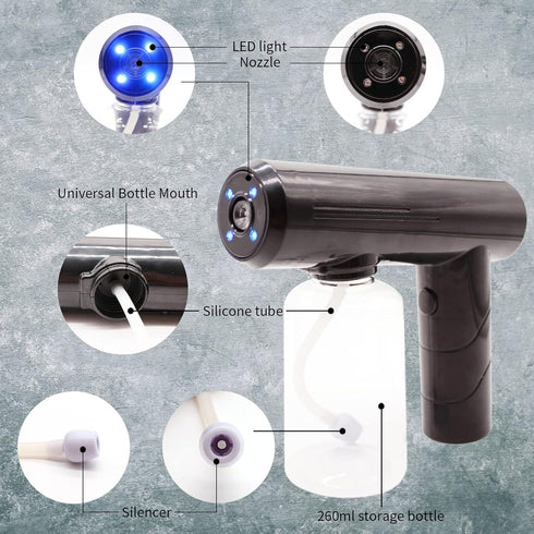 3T GROUP 8.8 OZ Mini Disinfectant Fogger Nano Barber Spray Gun Electric Alcohol Spary Bottle Gun Atomizer Sprayer