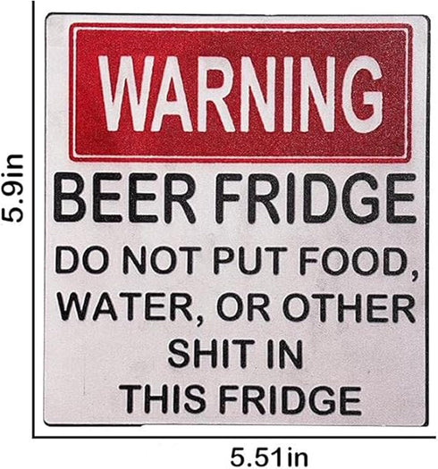 Funny Beer Fridge Stickers, Hilarious Warning Magnet Sign for Home Bar Decorations, DO NOT Put Food or Water