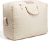 Soft Canvas Storage Bags with Zipper, Thick Breathable, 1pc King/Queen Comforter Organizer, Large 25x19x9in for