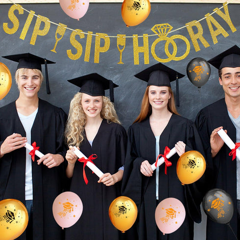 Gold Glitter Sip Sip Hooray Banner, Engagement Party Banner, Bachelorette Party Decorations for Sip Sip Hooray Party