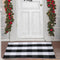 Buffalo Plaid Rug 2'x3' - Black and White Check Cotton Hand-Woven Outdoor Door Mat for Entryway