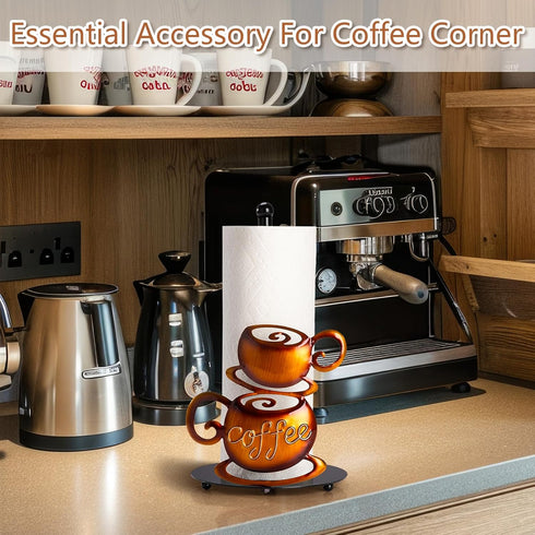 Countertop 3D Standing Paper Towel Roll Holder for Coffee Lovers Women Men, Farmhouse Kitchen Decor and Accessories
