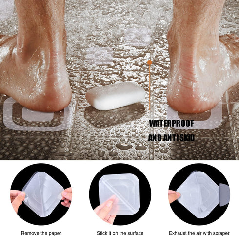 Non-Slip Bathtub Stickers, 72 PCS Clear Adhesive Decals for Safety Bathroom Tubs Showers Treads