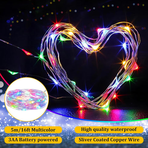 Kangheshun Decoration(5m/16ft Timer Fairy Lights,Battery Operated Mini Christmas Lights