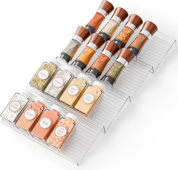 Yieach 4 Pack Adjustable Narrow Spice Rack for Drawer - Expandable From 9"