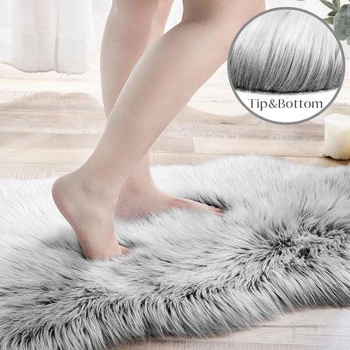 Ashler Faux Fur Rug, Fluffy Shaggy Area Rug Ultra Soft 2 x 3 Feet, Frosted Bottom Black Fuzzy Rug, Machine Washable