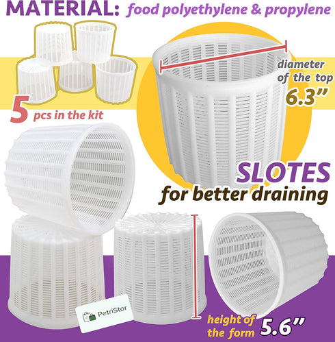 5 3 Pcs Soft Cheese Mold for Cheese Making QT - Cheese Making Mold - Cream Cheese Form Mold - Homemade Cheese Making