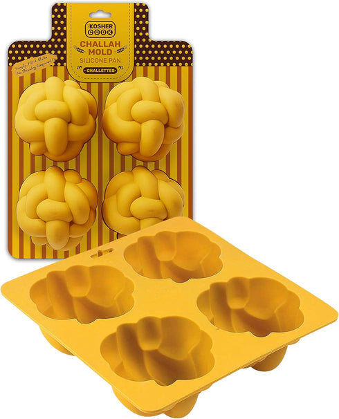 Silicone Braided Oval Challah Mold, 4 Small Challettes, No Shaping Required