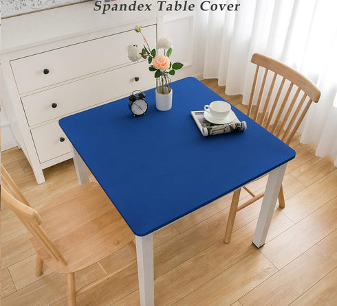 34 34 Inch Wolkemer Fitted Square Tablecloth Spandex Stretch Blue Cocktail Table Cover Elastic Edge Table Topper Cap