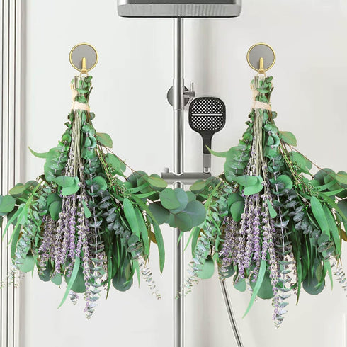 2 Bundles Dried Eucalyptus & Lavender Flowers, 100 pcs 17'' Natural Real Hanging Eucalyptus Leaves for Bathroom Decor