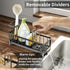 SWTYMIKI Kitchen Sink Sponge Holder - Self-draining Caddy with Brush Holder, Stainless Steel Countertop Organizer