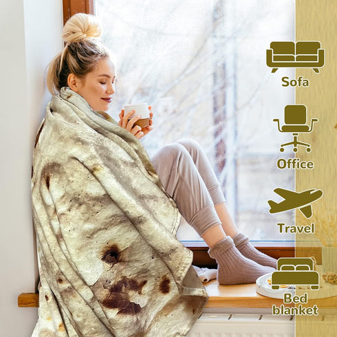 300 80 inches Bcareself Tortilla Blanket Adult Size Giant Double Sided for Kids Funny Realistic Food Personalized Throw