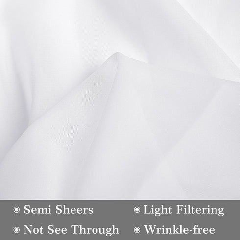 Rose Home Fashion Voile French Door Curtains, Set of 2 Panels, White, W30 x L72