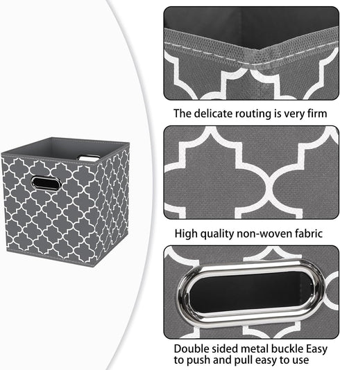 Fabric Cloth Storage Bins, Foldable Cube Organizer with Dual Handles, Set of 3 for Home Storage (Gray Light)