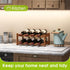 BMOSU Bamboo Wine Rack, 8 Bottle Wine Storage Cabinet Shelf for Kitchen Dining Room Pantry, 2 Tiers