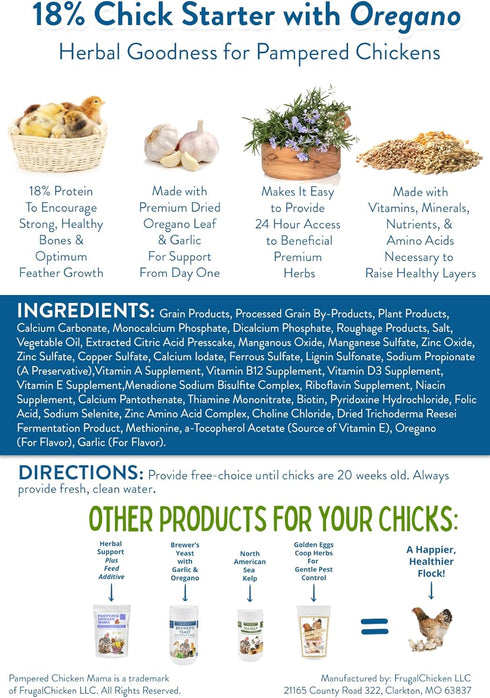 (20 Pampered Chicken Mama Chick Starter pounds) - All-Natural Backyard Baby Chick Food Supplies for Baby Chickens