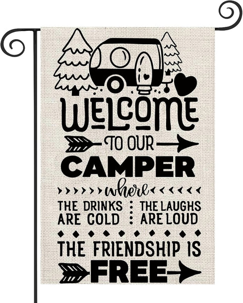 ZJXHPO Welcome To Our Camper Garden Flag Camping Gift Outdoor Yard House Banner Home Lawn Welcome