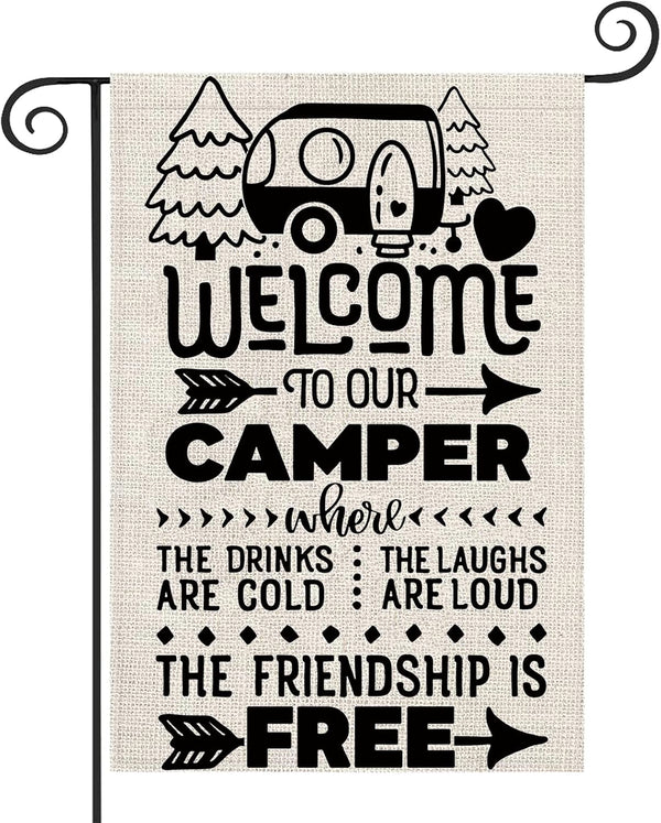 ZJXHPO Welcome To Our Camper Garden Flag Camping Gift Outdoor Yard House Banner Home Lawn Welcome