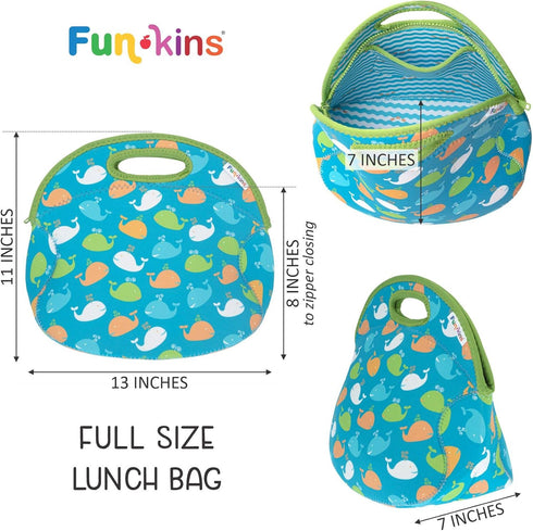 Pack, FUN KINS Insulated Lunch Bag for Kids, Spacious, Durable, Machine Washable, Premium Quality, Interior Pocket