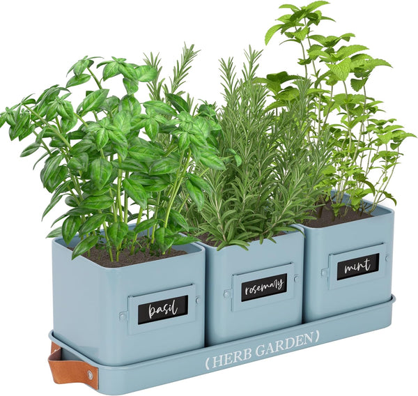 PERFNIQUE Indoor Herb Garden, Herb Garden Planter Set with Tray, Farmhouse Indoor
