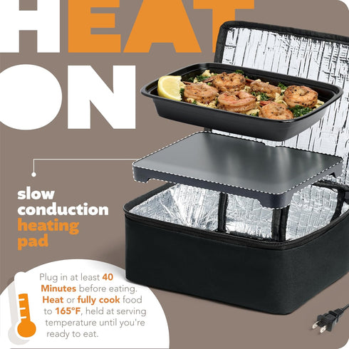 HotLogic Mini Portable Electric Lunch Box Food Heater, Innovative Food Warmer for Adults, Black (120V)