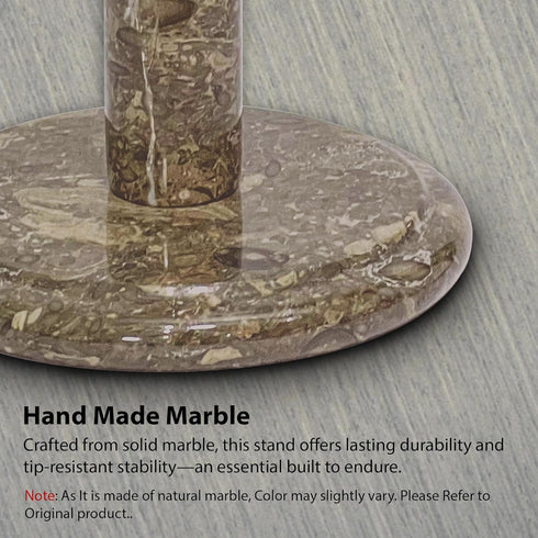 TheWolfard Countertop Handmade Fossil Grey Marble Paper Towel Holder Natural Stone Stand with Subtle Fossil Patterns