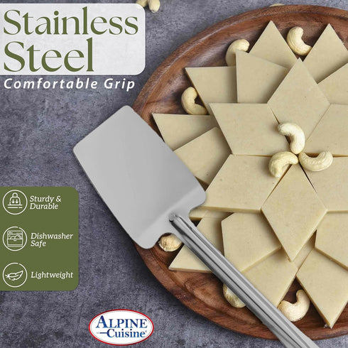Alpine Cuisine Stainless Steel Solid Turner 13-Inches with Comfortable Handle - Heat Resistant Kitchen Spatulas - Barbecue Spatulas Turner for Cooking - Dishwasher Safe by Alpine Cuisine