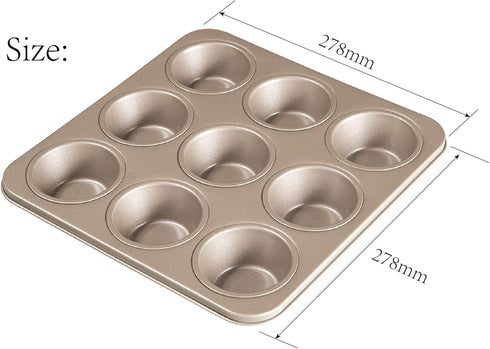 Carbon Steel Nonstick Bakeware Muffin Pan (9-Cup) by For Bake