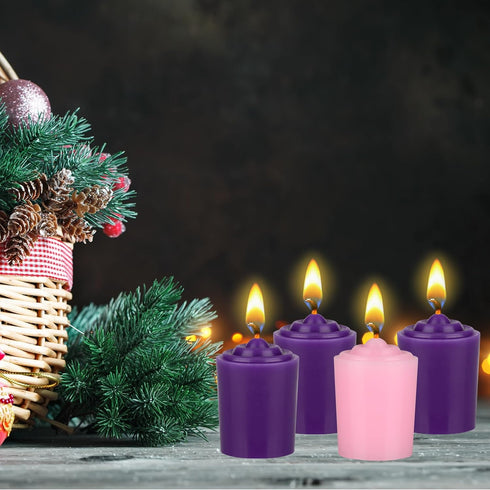 Mega Candles 4 pcs Unscented Christmas Advent Candles Set, Hand Poured Premium Wax, 15 Hours