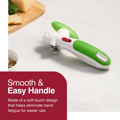 Zyliss Lock N' Lift Can Opener, Manual with Built-In Magnet, Safety Can Opener with Stainless Steel Wheel, Green, 7.5"