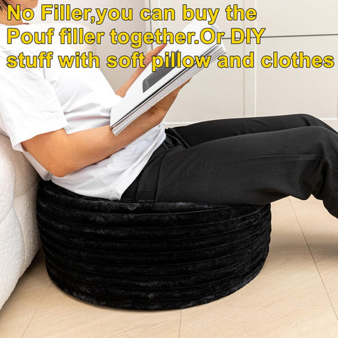 20x20x12 Inches Asuprui Pouf Ottoman Unstuffed Ottoman Foot Rest Floor Pouf Round Bean Bag Chair Foldable Floor Chair