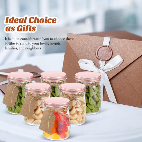 50 Pack 5 oz Nitial Plastic Jars with Lids Bulk Yogurt Containers with Lids Gift Jars with DIY Craft Twine and Labels