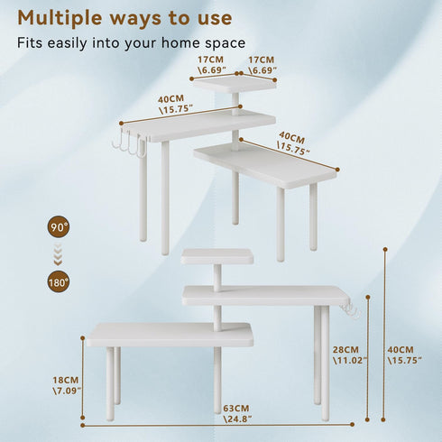 Countertop Organizer,3-Tier Counter Shelf,4 Countertop Desk,White,TLJ023W IBUYKE Spice Racks,Kitchen Corner Side
