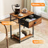 2 Furologee End Table with Storage Shelf and Fabric Drawer, Tiers Industrial Nightstand, Bedside Table Organizer