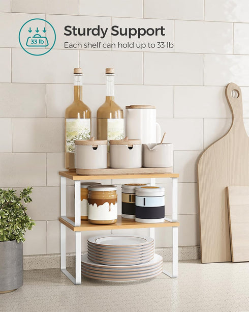 Set 4 Counter UKCS010N01 SONGMICS Cabinet Organizer Shelf, of Kitchen Shelves, Kitchen Storage, Spice Rack, Stackable