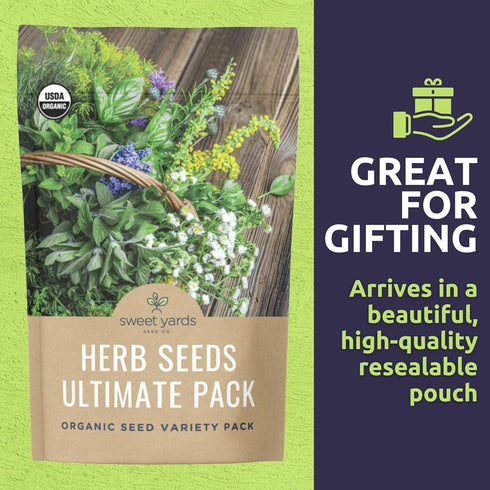Pack 35 Packs 2026 Organic Herb Seeds Variety - Individual - Season - Basil, Cilantro, Dill, Thyme, Parsley and More!
