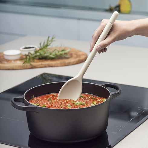 Zeal Scratch Non-Stick Cooking Spoon, Silicone, Cream, 30 cm