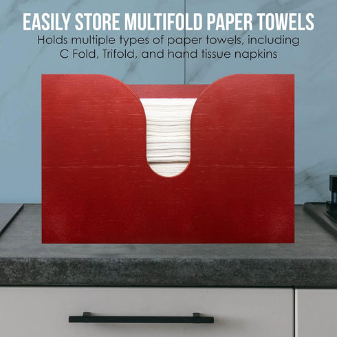 Countertop Bamboo Paper Towel Dispenser, Paper Towel Holder Wall Mount & for Kitchen and Restroom Decor - Holds