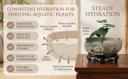 Water Lily Bowl Planter - Narcissus Bonsai Pot Ceramics Hydroponic Lotus Planter Ceramic Water Lily Pot with Stand No