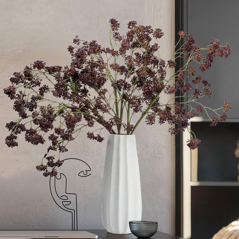 Thiccywoov 3 (16 Inch) Pcs Plum Faux Berry Stems Artificial Dusty Sedum Berry Stems Picks Branches Faux Spray for DIY