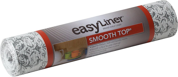 Duck Smooth Top EasyLiner, Grey Damask - 12-inch x 10 Feet
