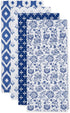 DII Tunisia Blue Market Tabletop and Kitchen Collection, Set of 4 Dishtowels, 18x28, Blue Market.