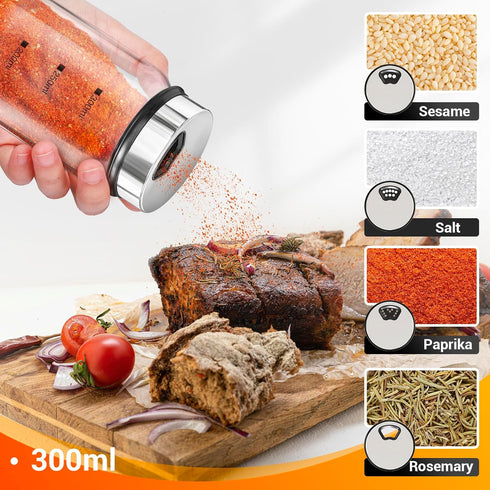 3 Pack 10oz Set 136 1 1 Segarty Glass Spice Jars, Large Spice Jar with Labels, Spice Container with Adjustable Shaker