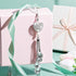 Frienda Bling Heart Car Charms for Women, Crystal Rear View Mirror Hanging Decoration, 9.8 Inch White Pendant
