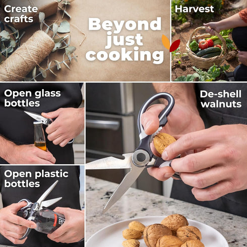 Kitchen Shears by Gidli - Heavy Duty Utility Stainless Steel Scissors with Bonus Seafood Scissors & Warranty